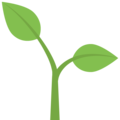 a small leaf branch; also used as a vegan logo